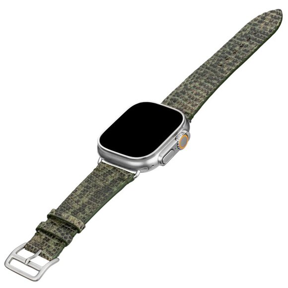 Authentic Lizard Leather Strap for Apple Watch - Forest Camo Color - Picture 1 of 4